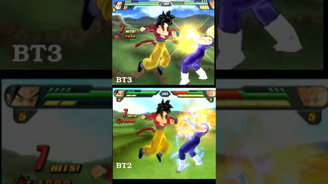 WICH IS BETTER GOKU SSJ4 RUSH ATTACK - BUDOKAI TENKAICHI 2 VS TENKAICHI 3