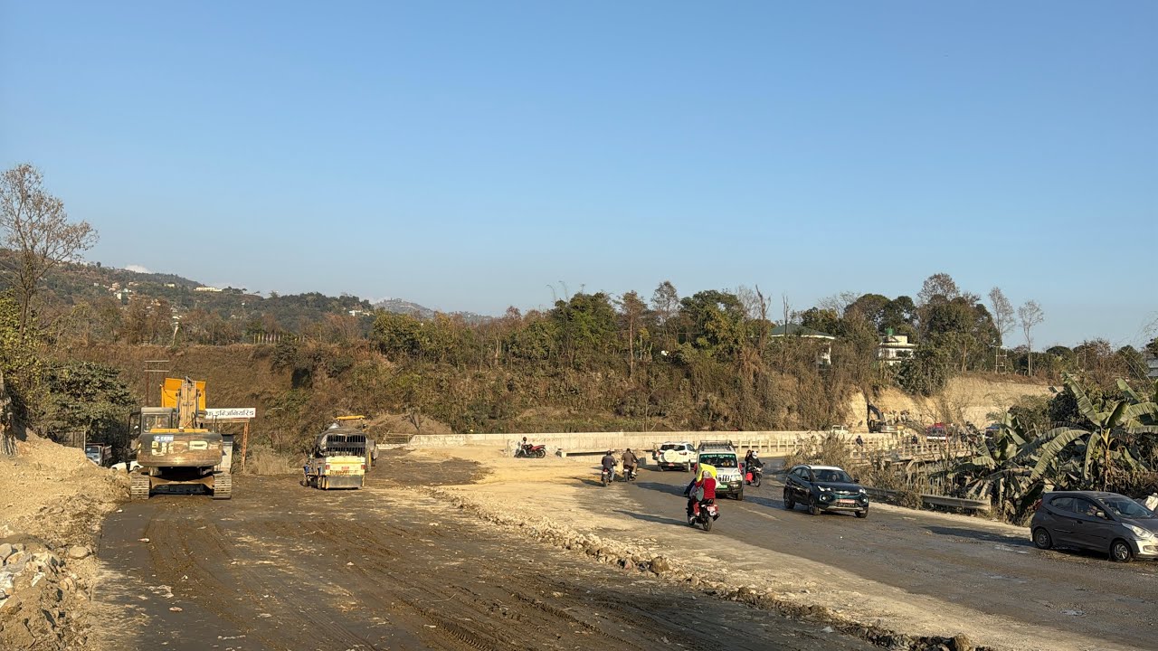 pokhara muglin Road पोखरा विजयपुर पुल र एप्रोच सडकमा पनि काम सुरु ।