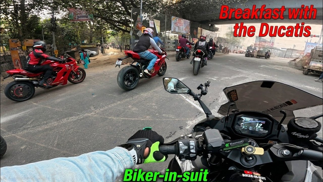 Breakfast ride to Trishan Art Studio with Ducati club of Kolkata #bikerinsuit #ducatikolkata #trend 