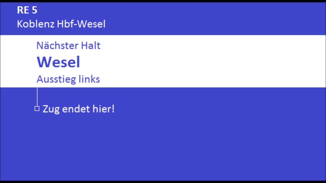 [DB Regio NRW] Ansagen RE5 Wesel - Köln Hbf