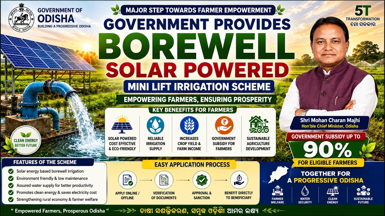 Govement Give Up To 90% Subsidy For Solar Borewell | Apply Now ! #mukrushaka #odishafarming #farmer