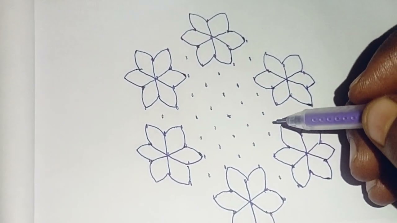 11+7 dots easy rangoli/daily muggulu/festival rangoli/traditional rangoli/chukkala muggu