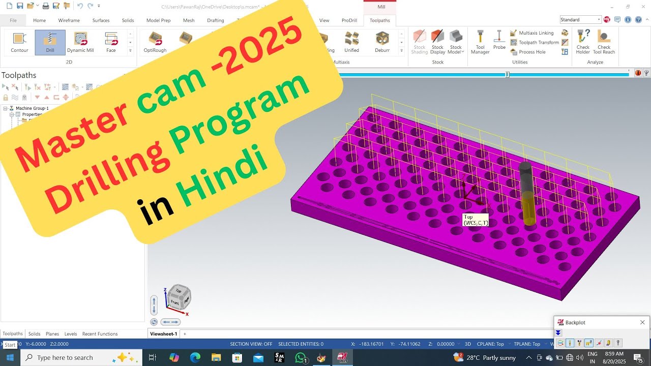 Mastercam 2025 Drilling Program || How to create drilling Toolpath in Mastercam 2025