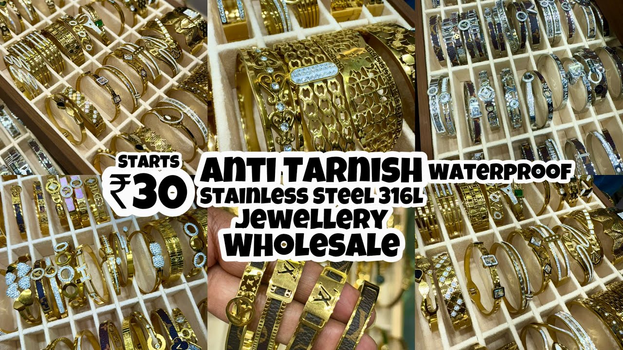 Anti Tarnish, AD Stone, Water Proof, SS 316L Western Jewellery Wholesale Market Chandni Chowk Delhi