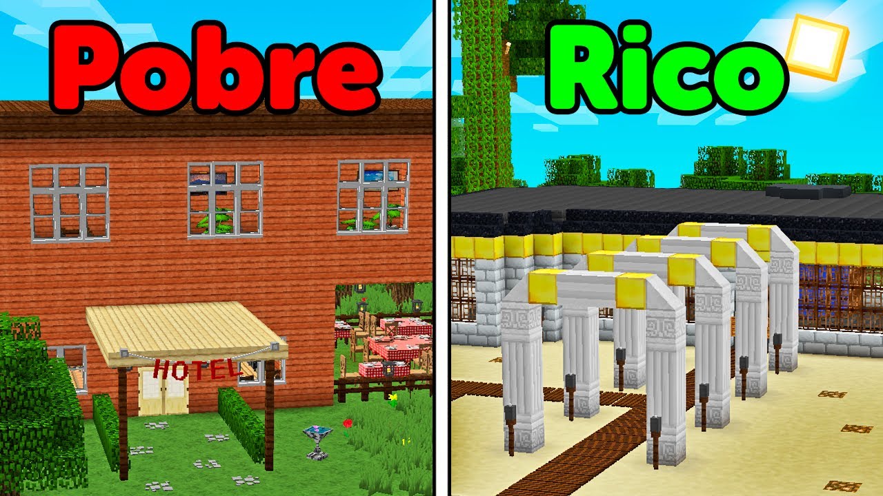 HOTEL DE POBRE VS HOTEL DE RICO EN MINECRAFT TROLL 🏨🤑