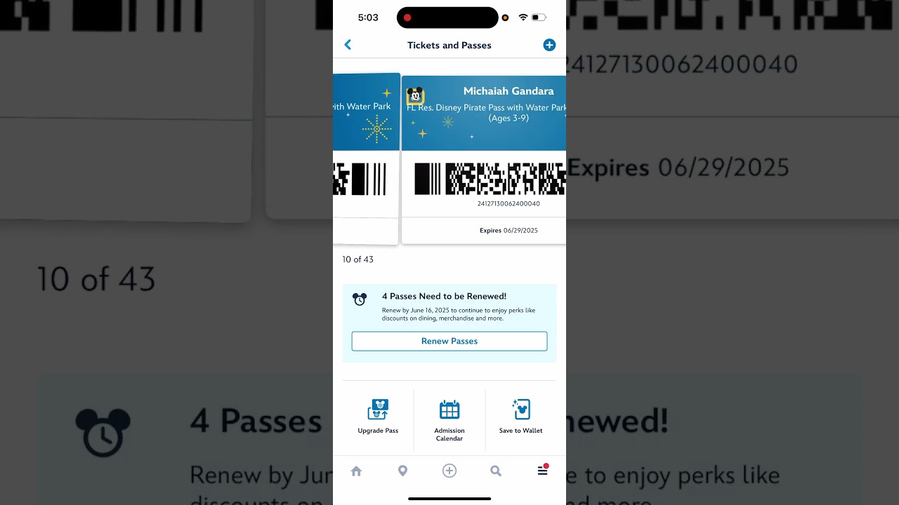Downloading you Disney World Tickets to your Wallet