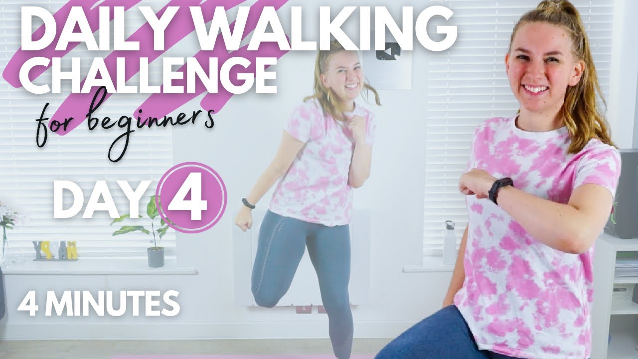 4 Minute Low Impact Walking Workout || DAY 4 Daily Walking Challenge for Beginners (&plusmn; 400 steps)