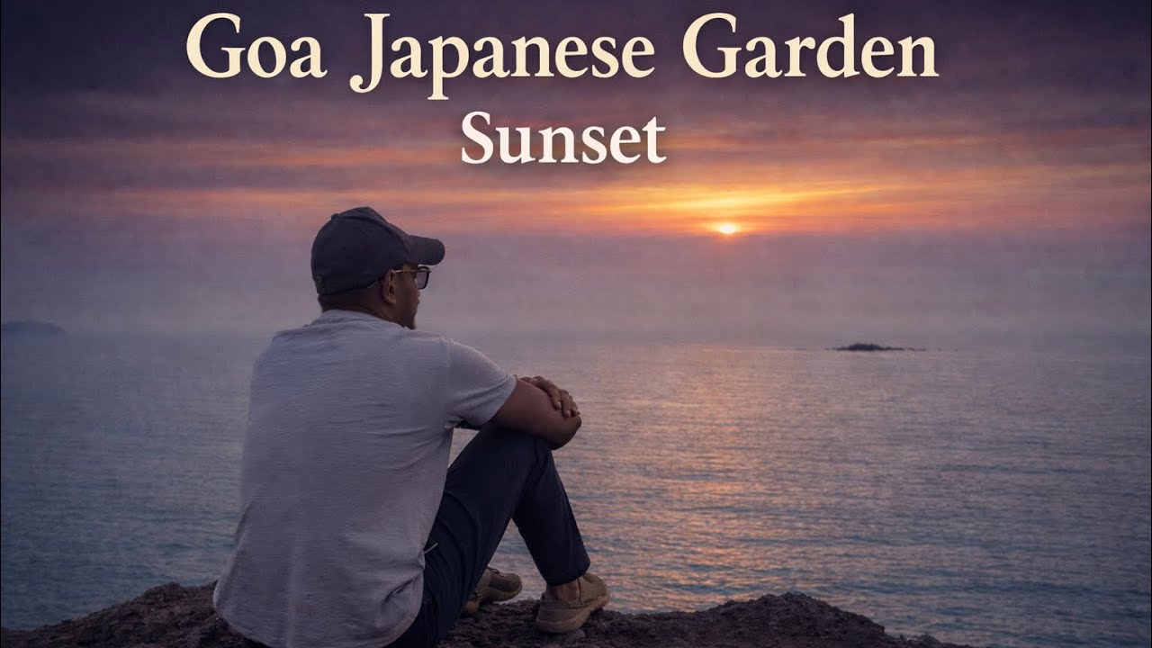 Goa Japanese garden. Sunset. 