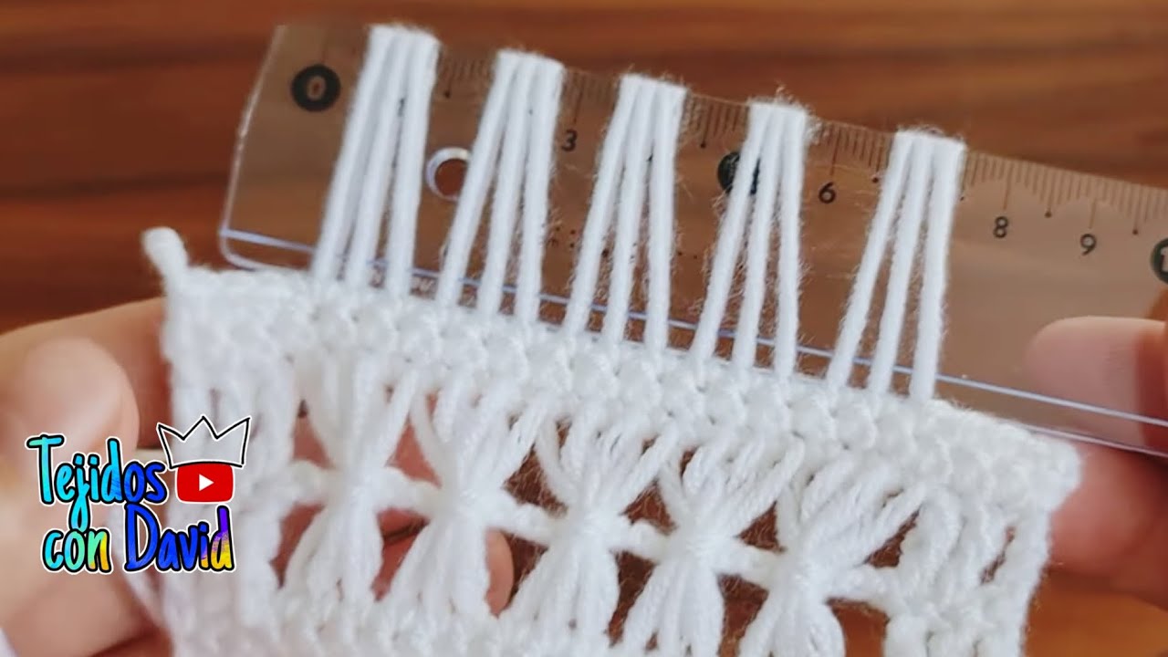 Hermoso punto calado en crochet ayud&aacute;ndonos con regla de medida, para tejer punto hermoso prolijo