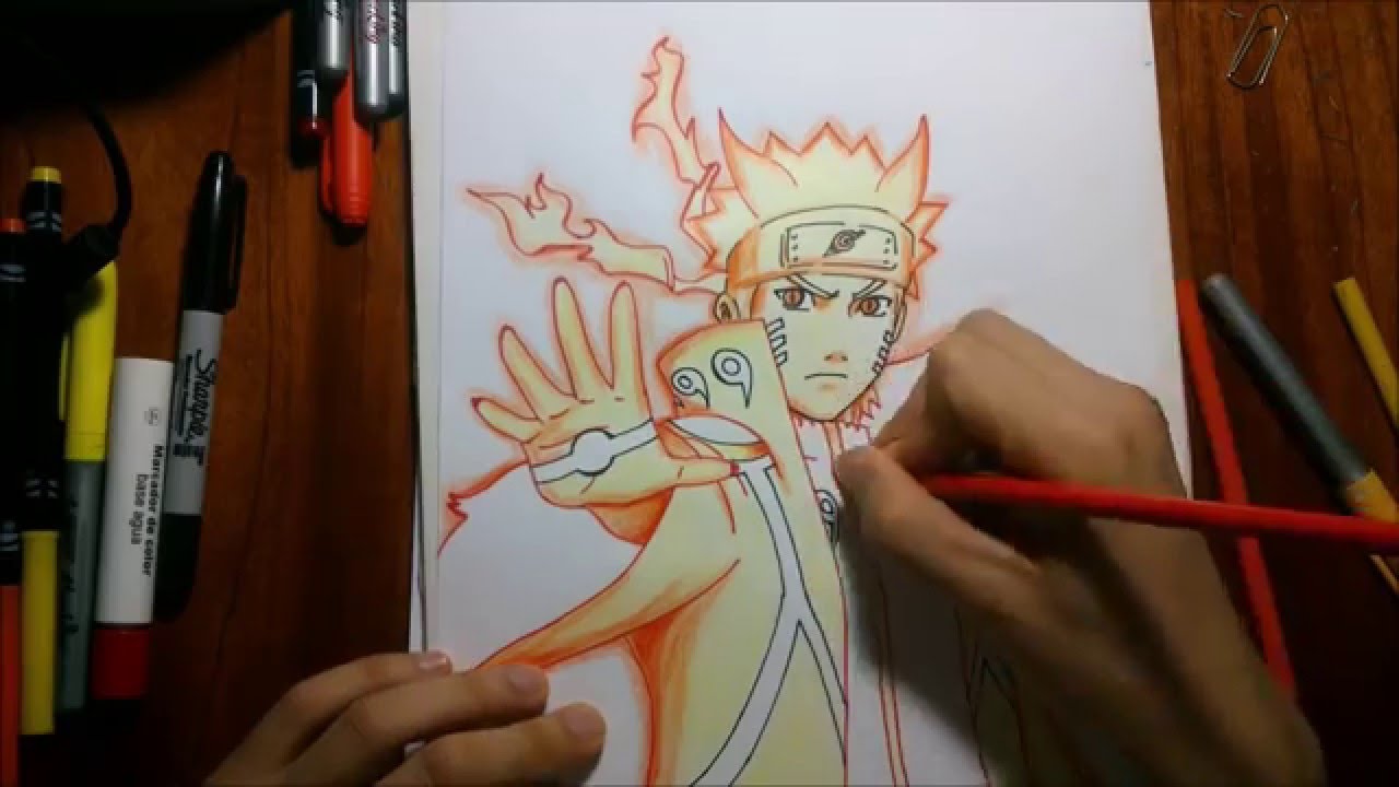 Dibujando a Naruto modo sabio de los 6 caminos. Drawing Naruto Sage of the six