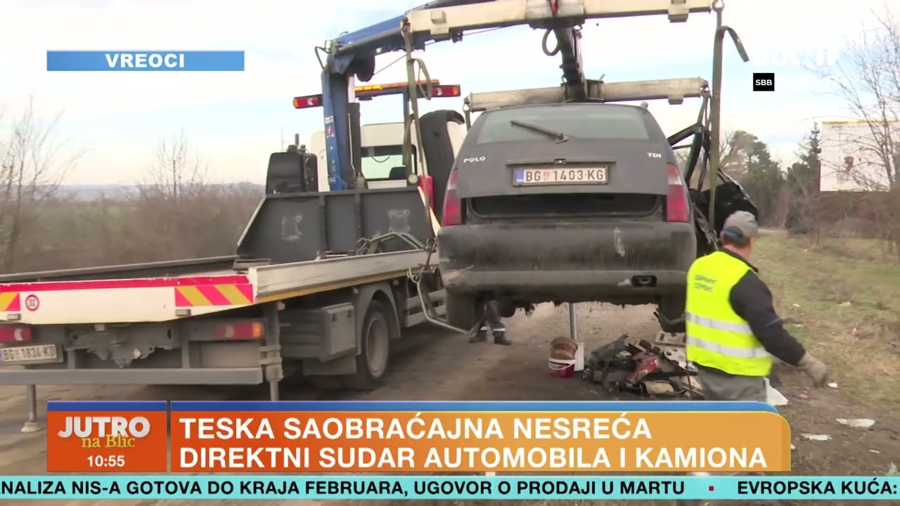 TEŠKA saobraćajna nesreća kod Vreoca: Dvoje stradalih u sudaru automobila i kamiona