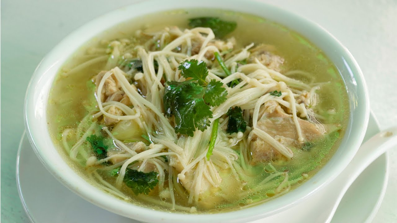 Chicken Soup Enoki Mushroom | Enoki Chicken Soup Recipes | Easy Enoki Mushroom Soup