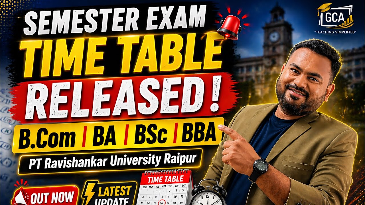 PT Ravishankar University Time Table 2026 🔥 | B.Com BA BSc BBA Semester Exam