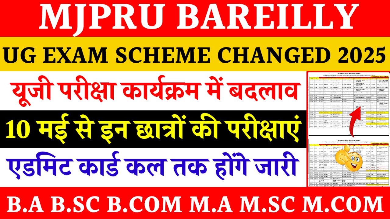 Mjpru even sem exam scheme changed | mjpru exam date change | mjpru exam schedule change