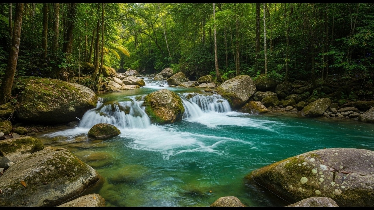 24/7 Flowing River in the Mountains | Nature Sounds for Sleep, Study & Stress Relief