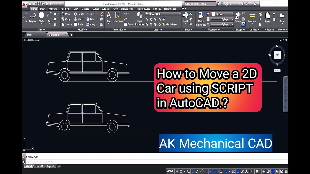 Motion of 2D Car in AutoCad.
