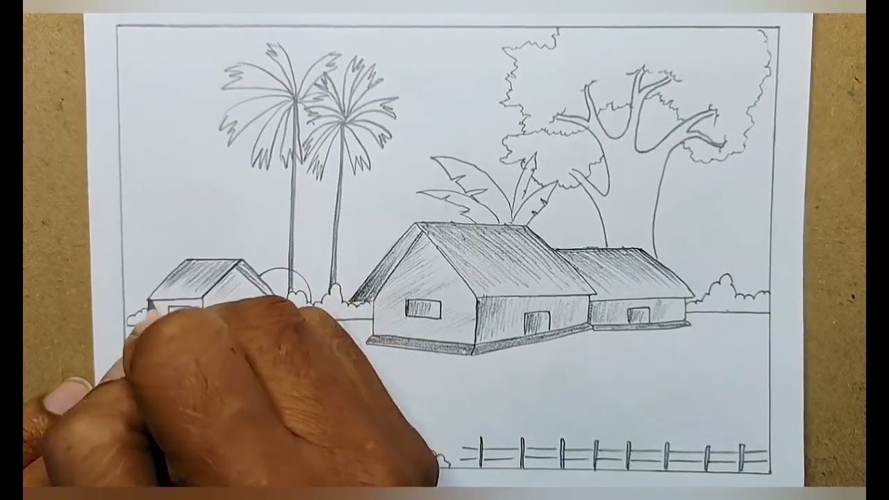 How to draw a Beautiful Landscape with Pencil, Pencil Drawing for Beginners