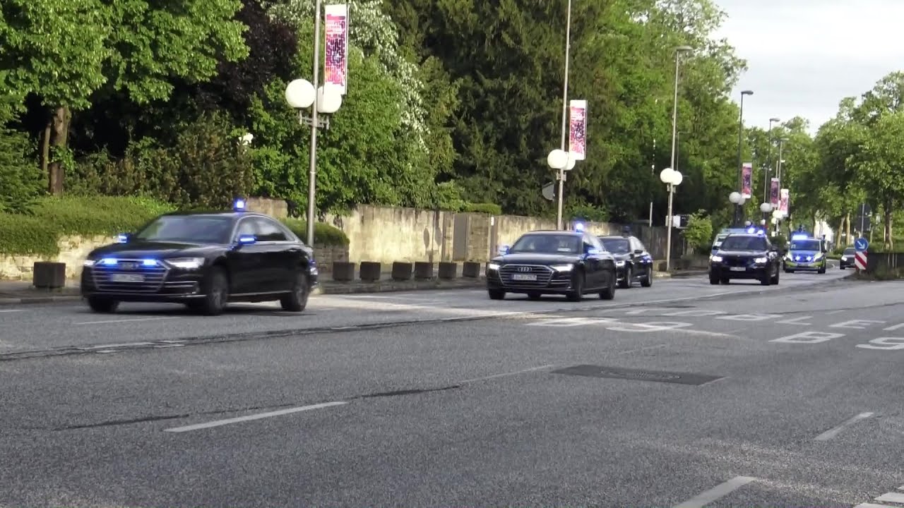 VIP-Eskorten + SEK-Kolonne bei G7-Gipfel an Villa Hammerschmidt in Bonn am 19.05.22
