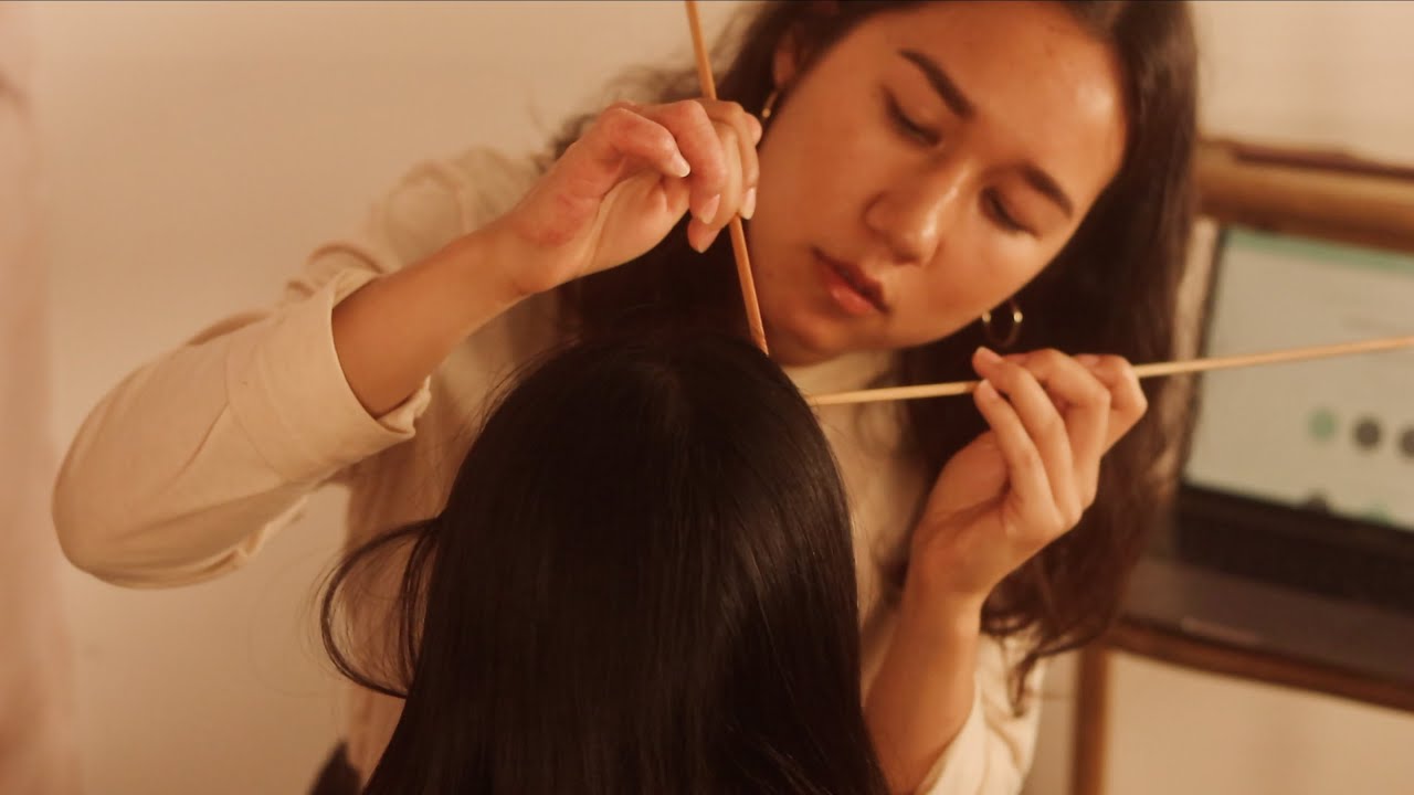[ASMR] Real Person Scalp Check with Sticks 💆🏻‍♀️ Custom Hair Care Consultation Roleplay