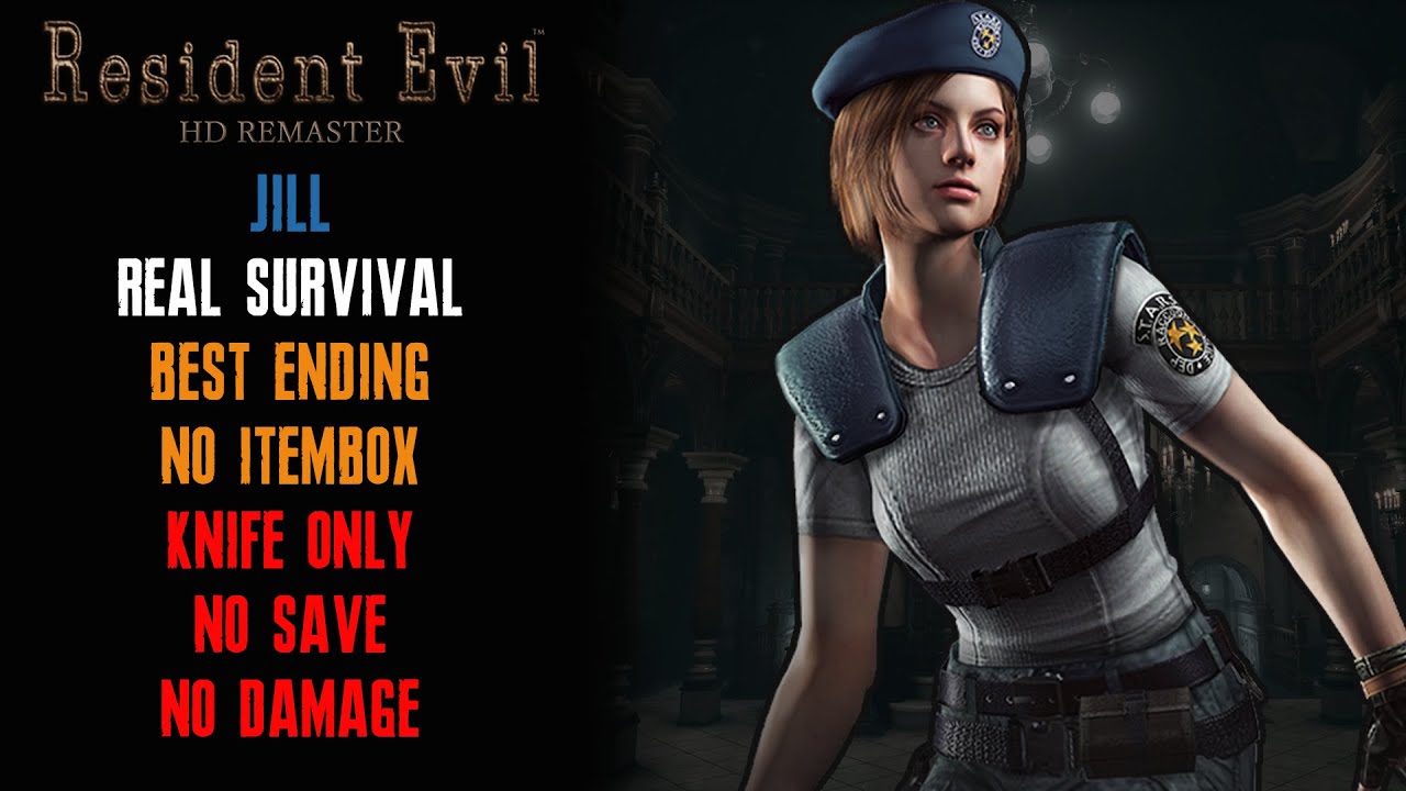 [Resident Evil HD Remaster] Jill, Knife Only, Real Survival, Best Ending, No Save, No Damage