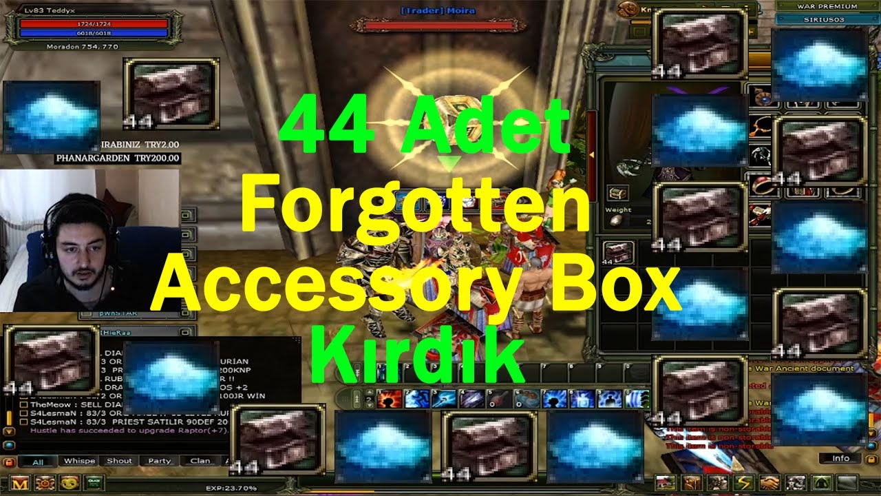 44x Forgotten Accessory Box (Mavi toz) Kırdık.Ardına 23 Kutu Kırdık.Kar-Zarar? #Sirius Knight Online