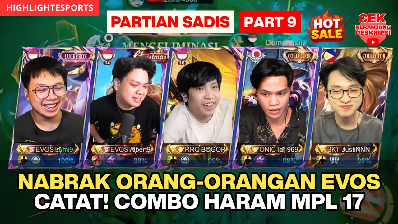 Parti Sadis : albert, sutsujin, clay, lumainaire dan skylar nabrak orang-orangan  Evos.
