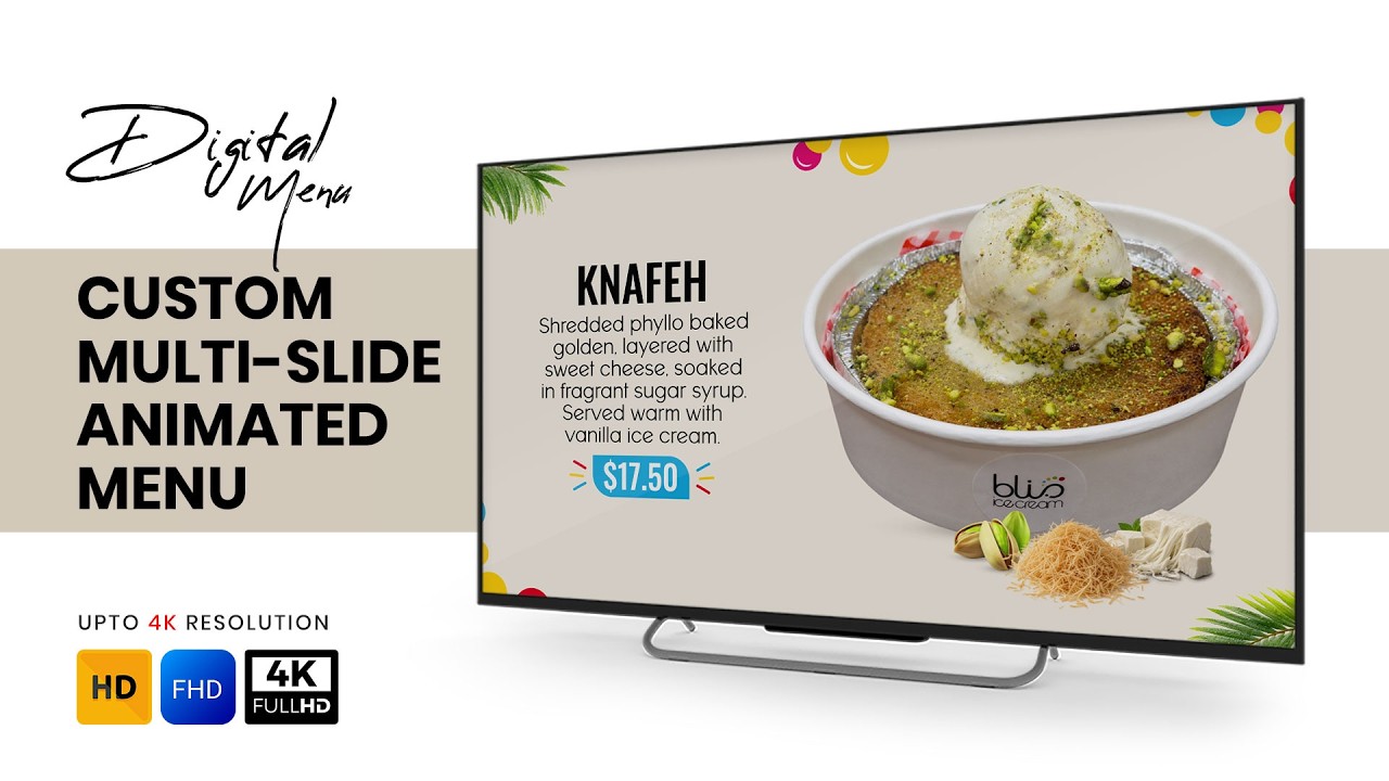 Full Restaurant Digital Menu Board | Multi-Slide Animated Menu (3 Minutes)