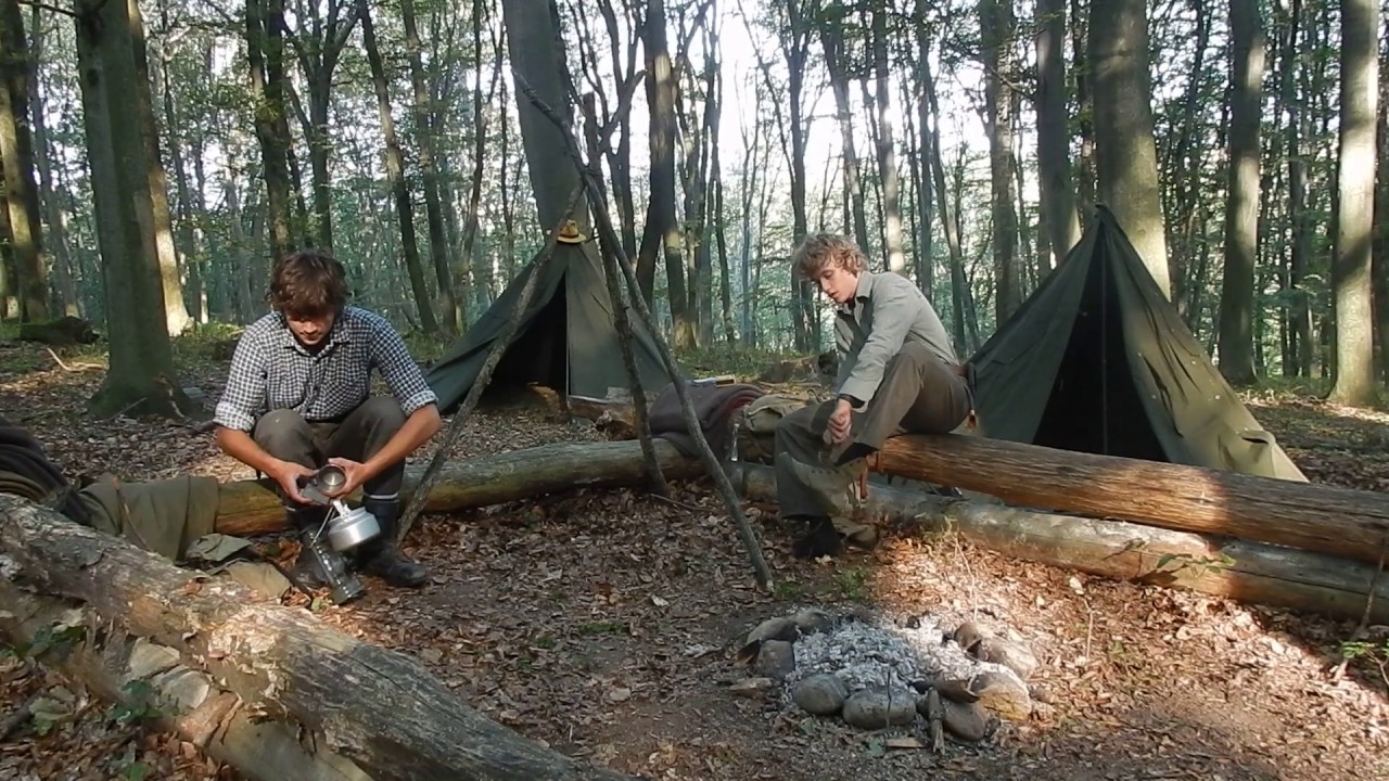 Bushcraft Old School Camping with Two Polish Lavvu Tents, Lanterns , Blanket, Bedroll and Haversack