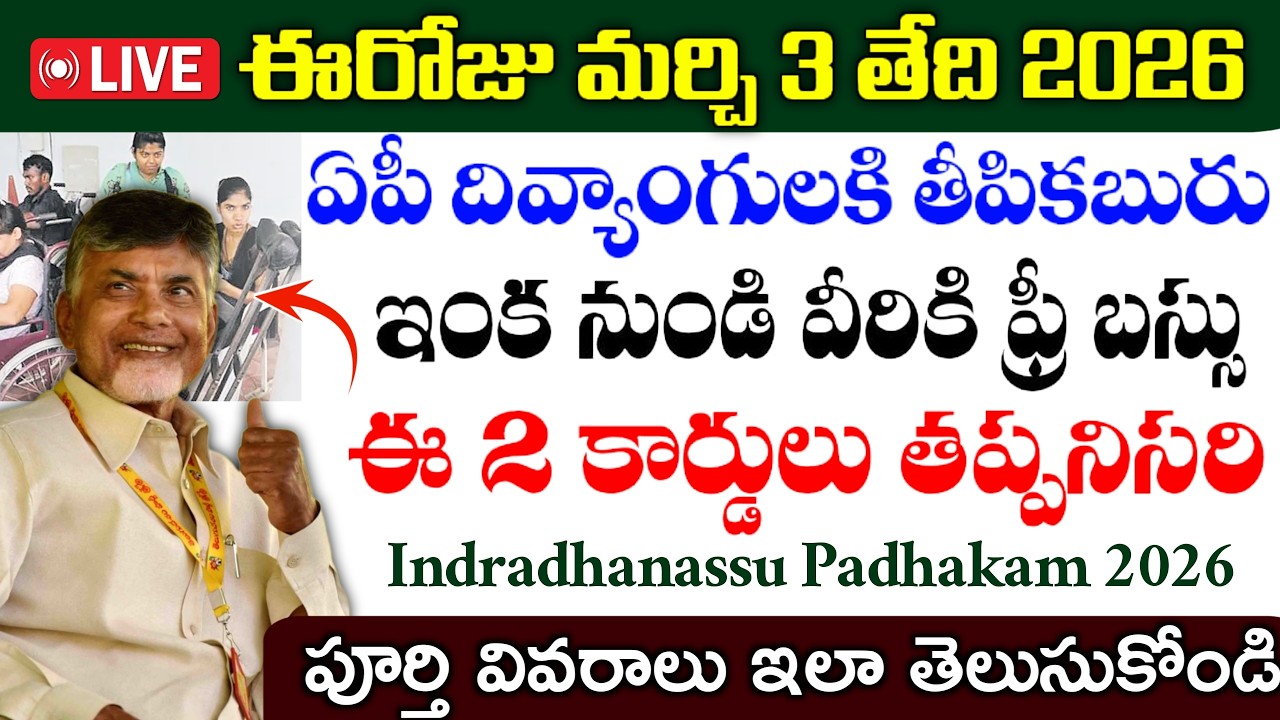 ఏపిలో దివ్యంగులకి, వికలాంగులకి ఫ్రీ బస్సు సౌకర్యం|ఈ 2 కార్డులు తప్పనిసరి|ఈ బస్సులలో మాత్రమే అవకాసం|