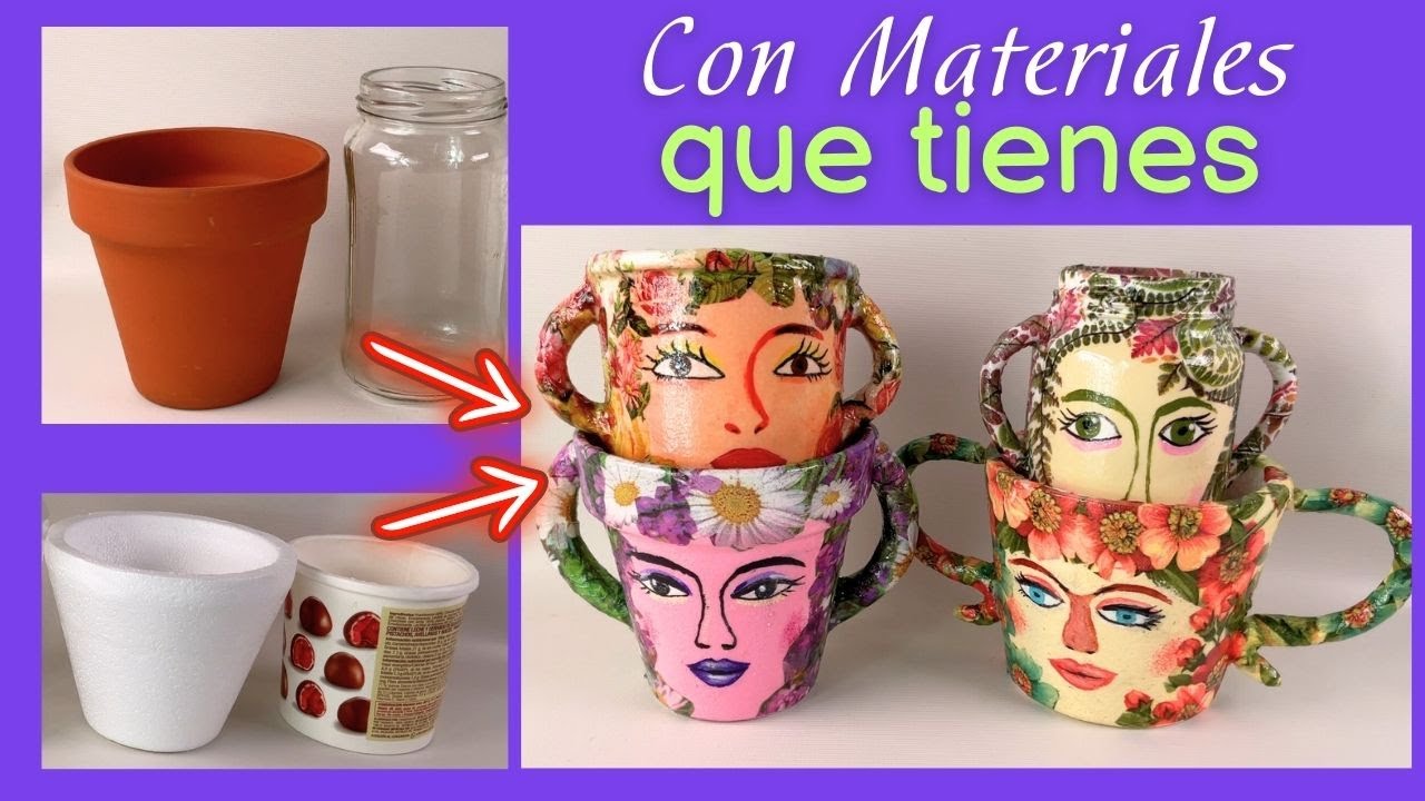 Con 𝑴𝒂𝒕𝒆𝒓𝒊𝒂𝒍𝒆𝒔 𝑫𝒆𝒔𝒄𝒂𝒓𝒕𝒂𝒃𝒍𝒆𝒔 hacemos estas Hermosuras!!! #decoupage   #decoración #reciclado