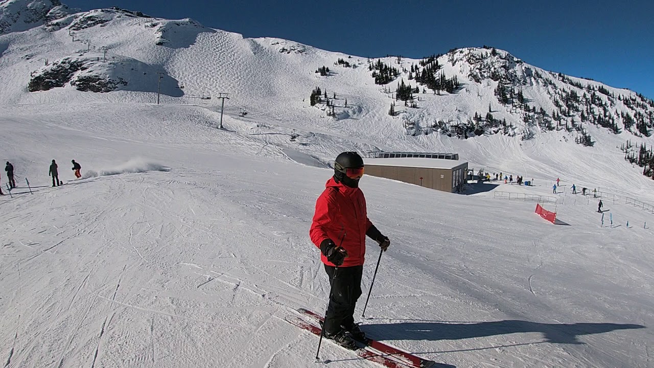 Whistler Skiing Steep Single Black Diamond Run The Saddle, then Blue Run Franz's