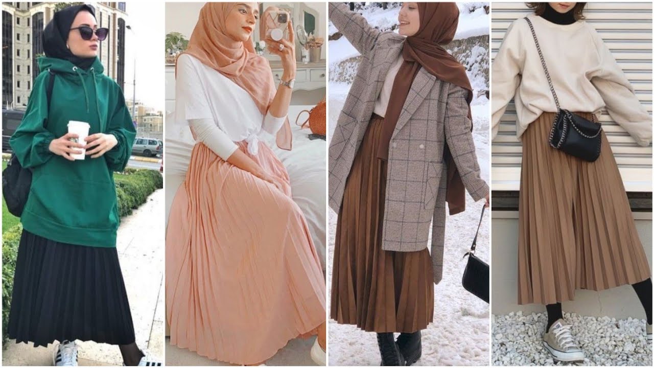 21 Ways To Style Long Pleated Skirt With Hijab | Modest Fashion | Muslim Fashion