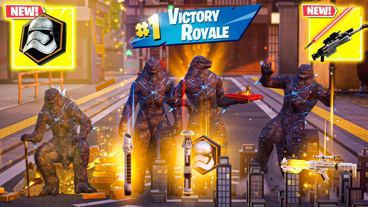 ENERGIZED GODZILLA SQUAD vs DARTH VADER'S MYTHIC & NEW 3 MEDALLIONS ( NEW! Fortnite Chapter 6 )