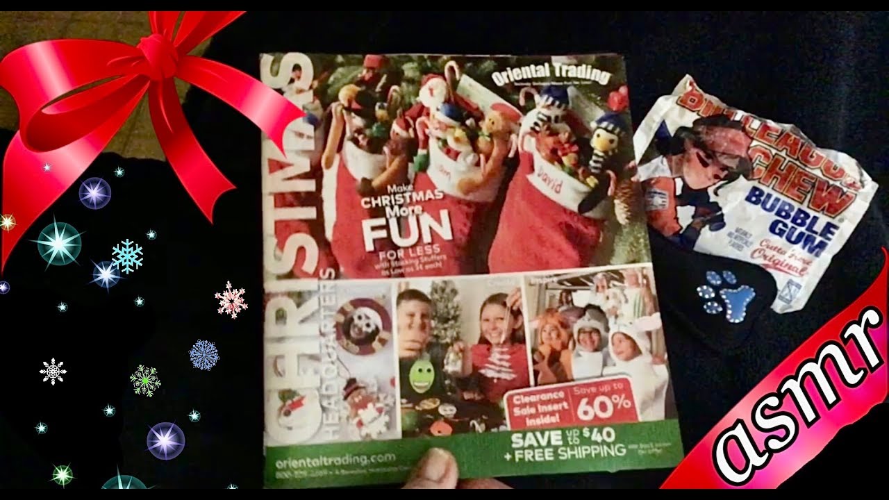 Angela Bright Browsing Oriental Trading Christmas Catalog commenting, bubblegum Quiet ASMR