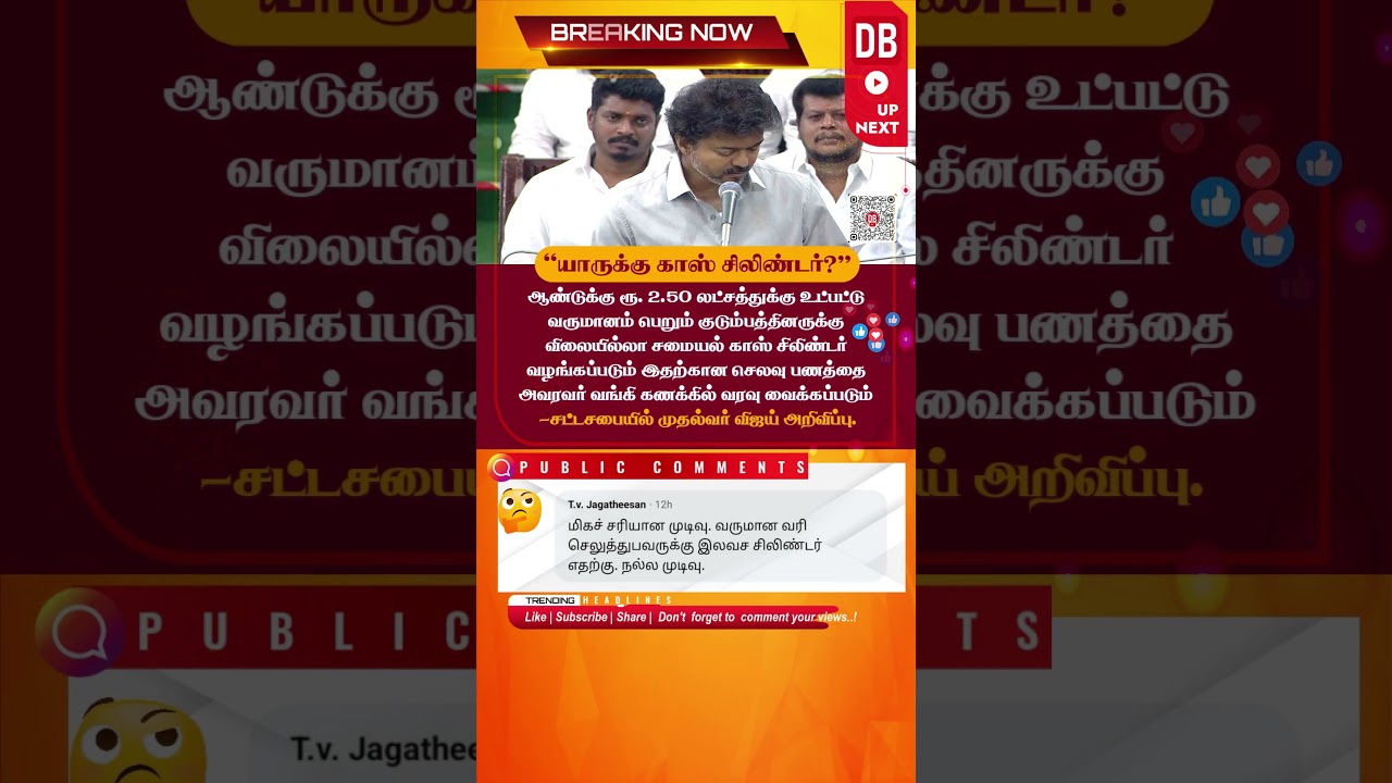 Free LPG Cylinders for Families Earning Below ₹2.5 Lakh Annually | CM Vijay Announces Scheme