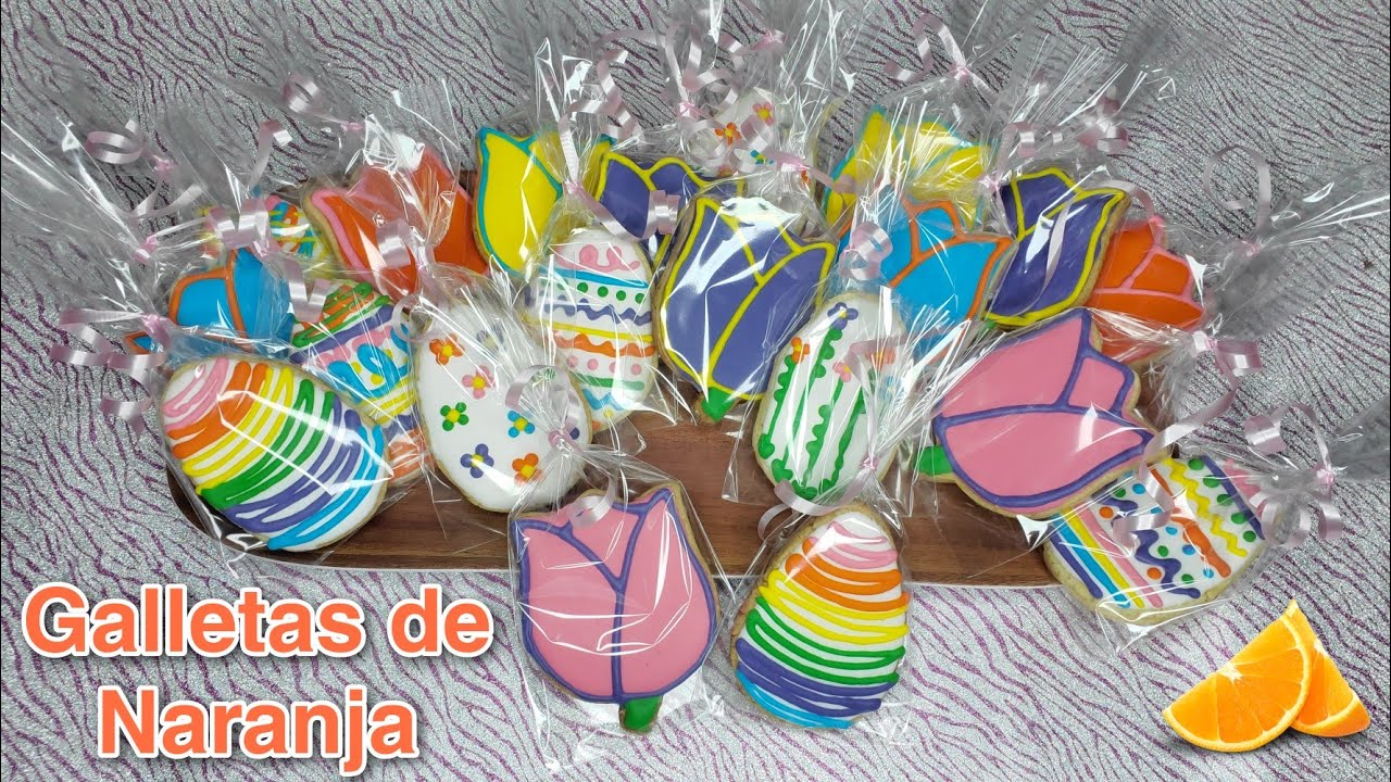 Galletas de Naranja 🍊 Decoración Facil 🐇💐