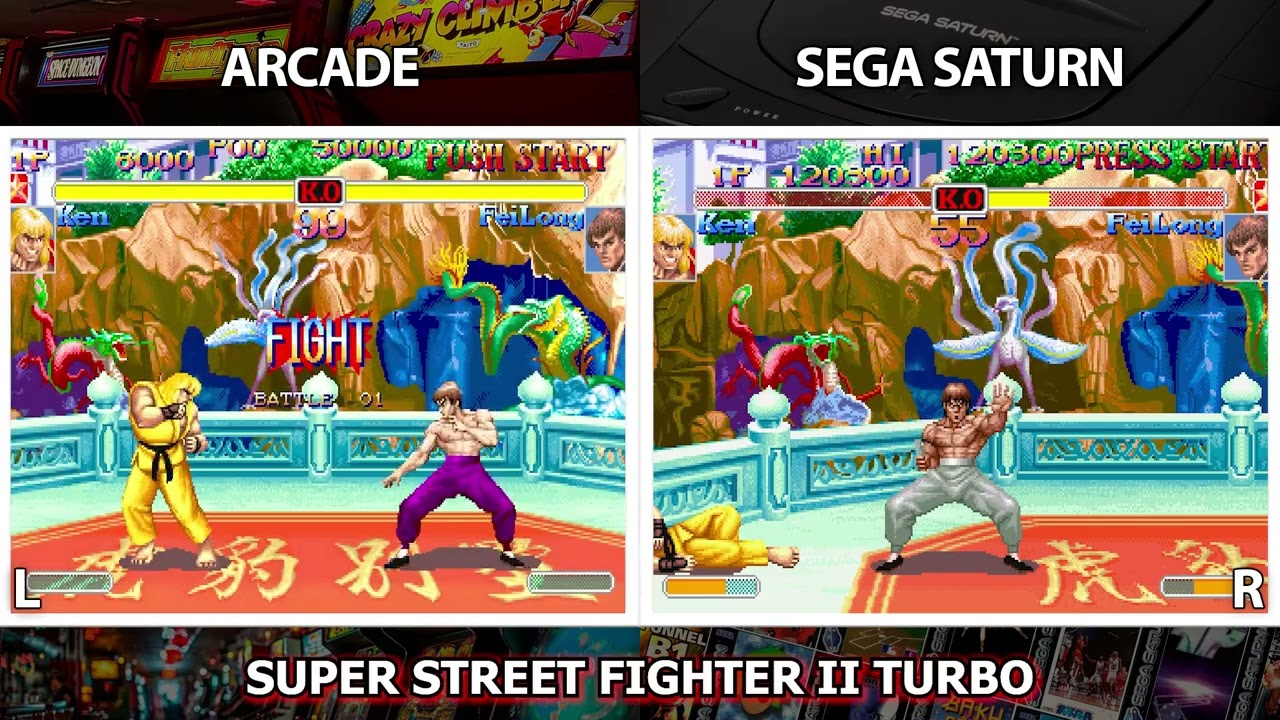 Arcade vs Sega Saturn | Super Street Fighter II Turbo