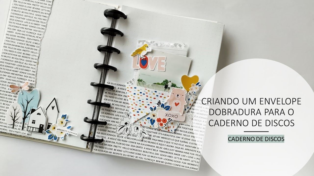 Envelope dobradura no caderno de discos
