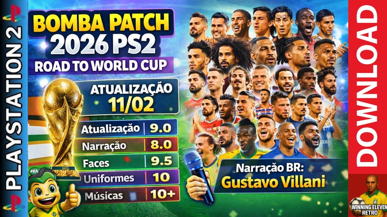 BOMBA PATCH 2026 PS2 🚀 Road to World Cup 🔥 Narração Gustavo Villani