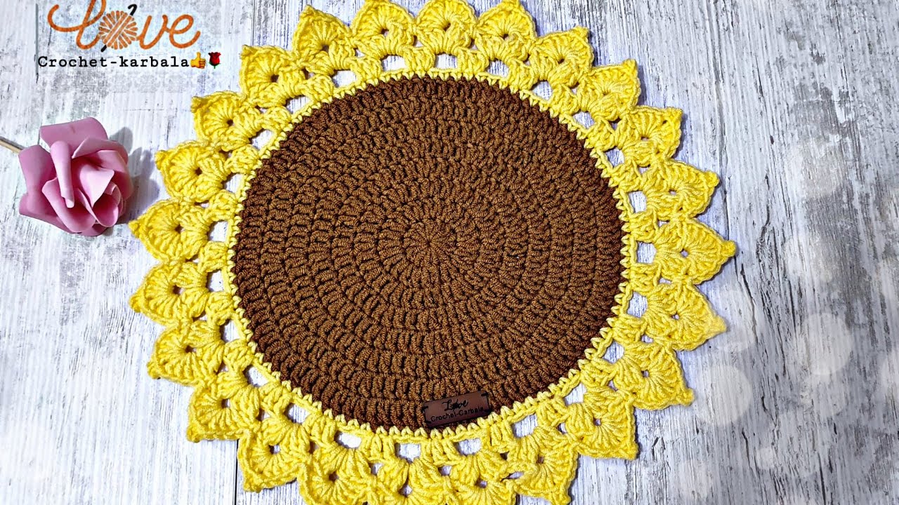 كروشيه طريقة عمل مفرش زهرة عين الشمس خطوة بخطوة للمبتدئين crochet easy doily tutorial