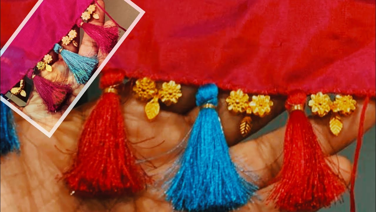 How to make Saree tassels using gold flower and left beads tutorial#trending#saree#tassels#@RHC_321