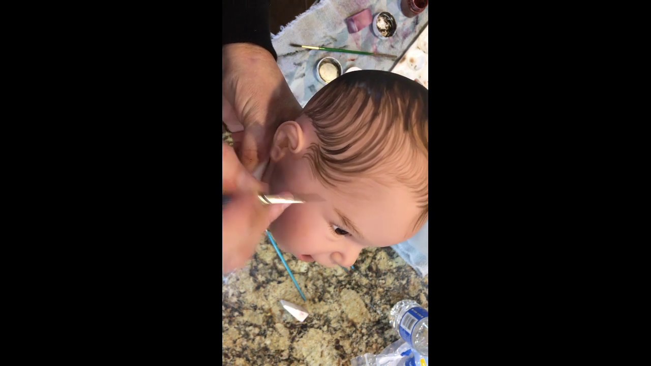 How to paint reborn hair on Lee Middleton Dolls for Nursing Home, dementia therapy dolls