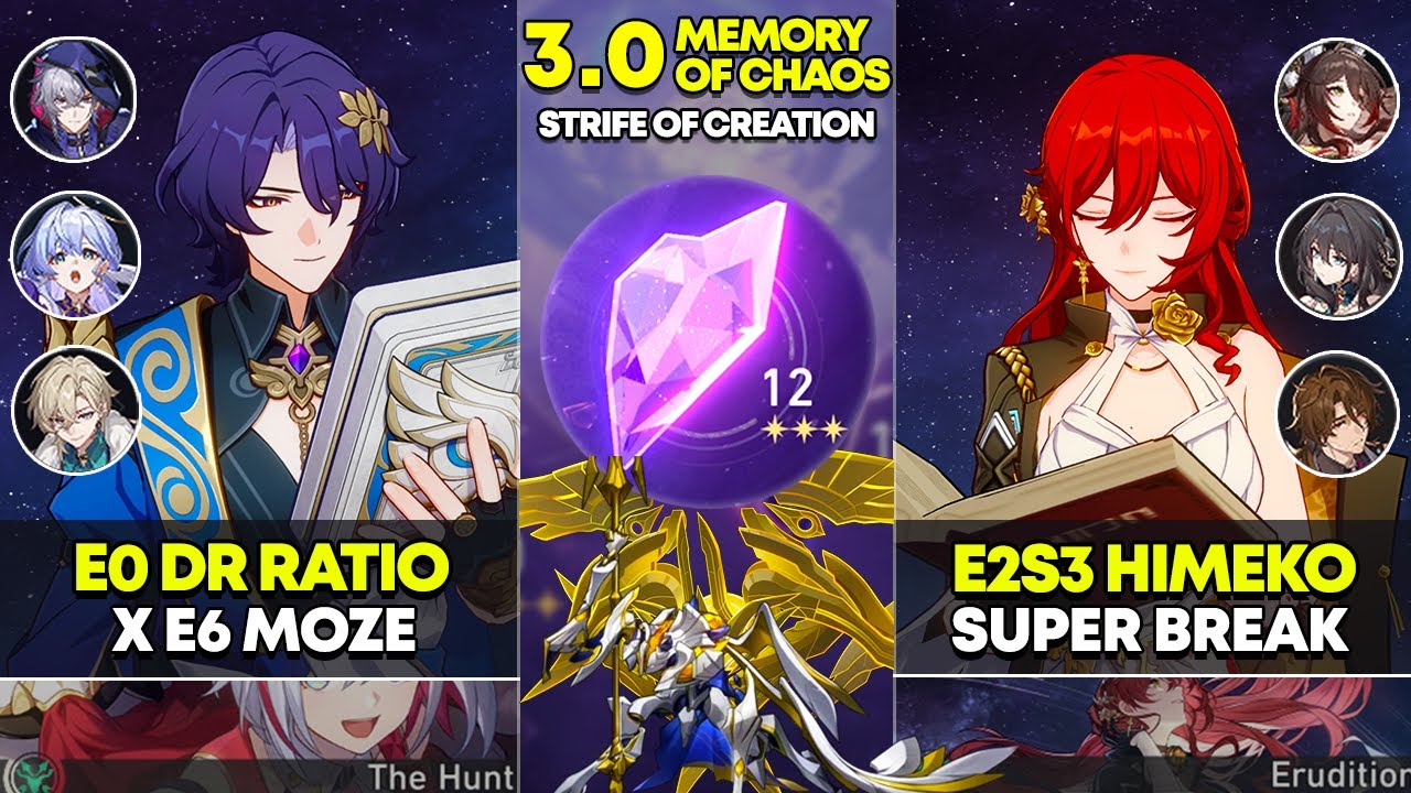E0 Dr Ratio x Moze & E2S3 Himeko Super Break | Memory of Chaos 12 | Honkai Star Rail 3.0