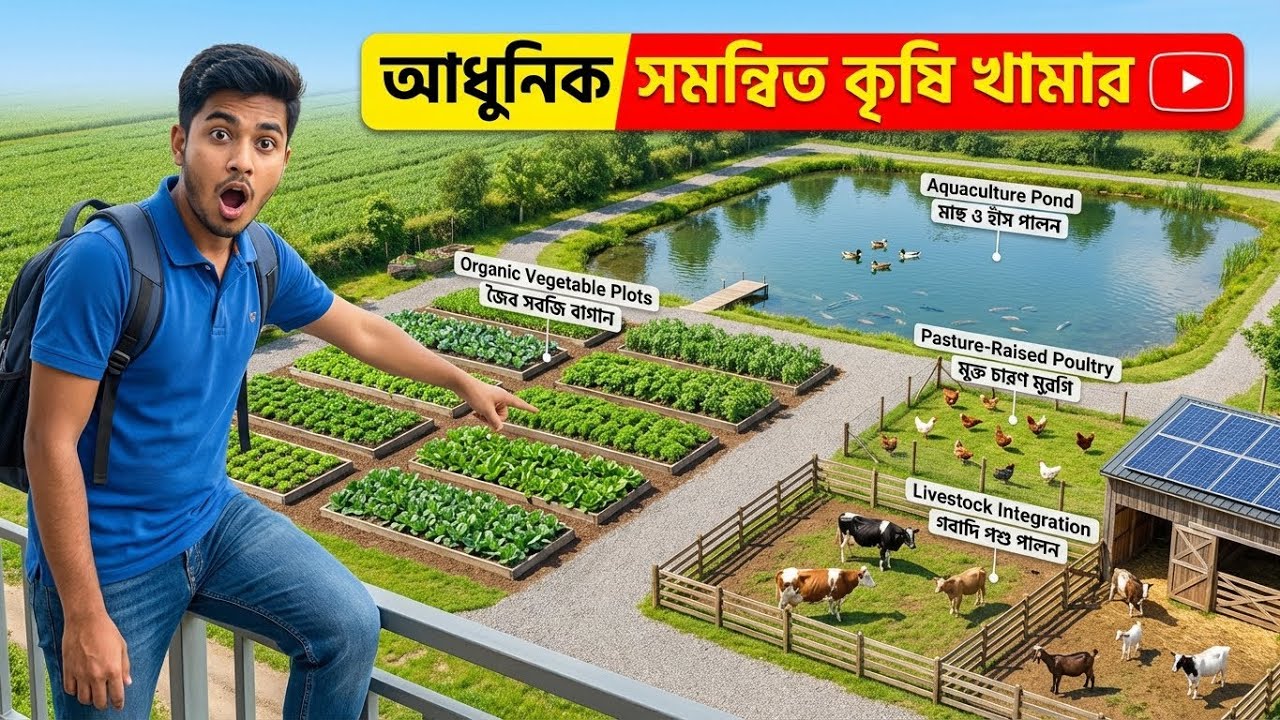 ১ বিঘা জমিতে ৬টা আয়ের কারখানা 💰 | গরু ছাগল মুরগি হাঁস মাছ সবজি | Smart Farming Bangla