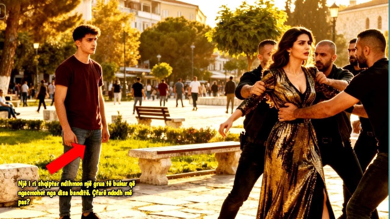 Një i ri shqiptar ndihmon një grua të bukur që ngacmohet nga disa banditë. Çfarë ndodh më pas?