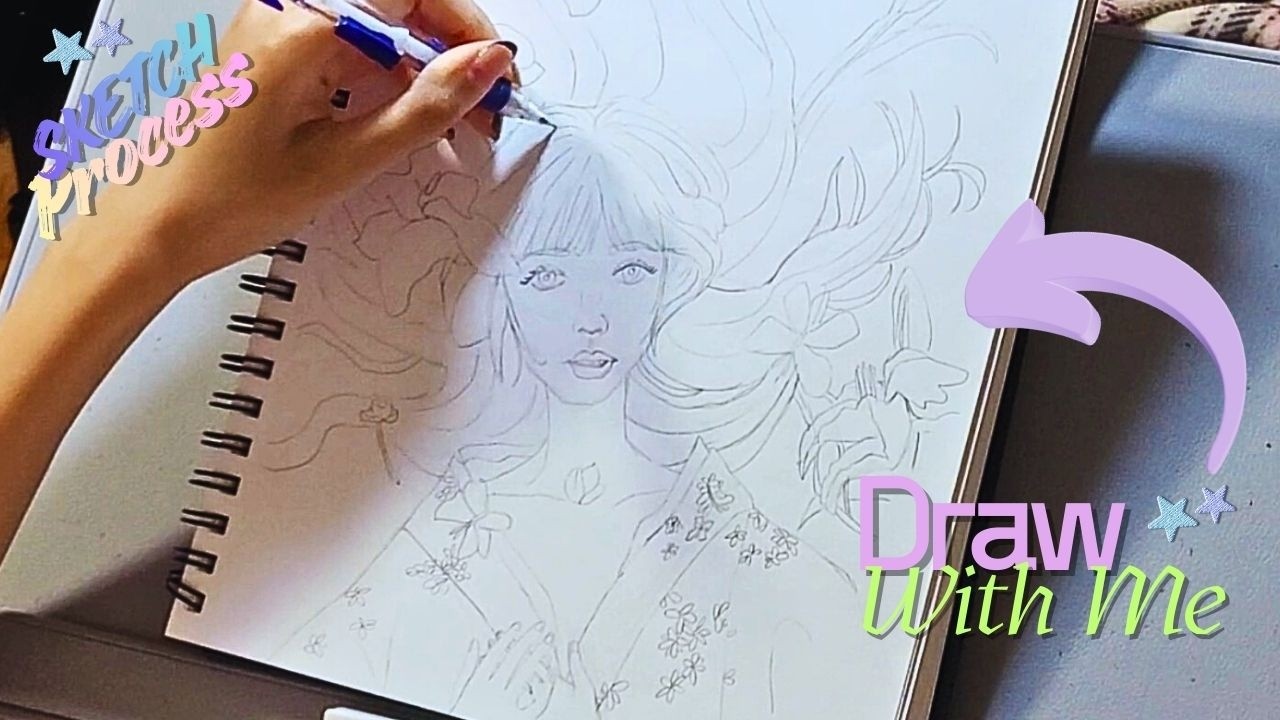 Sketch With Me / Pinterest-Inspired Art / Real-time Sketching Process
