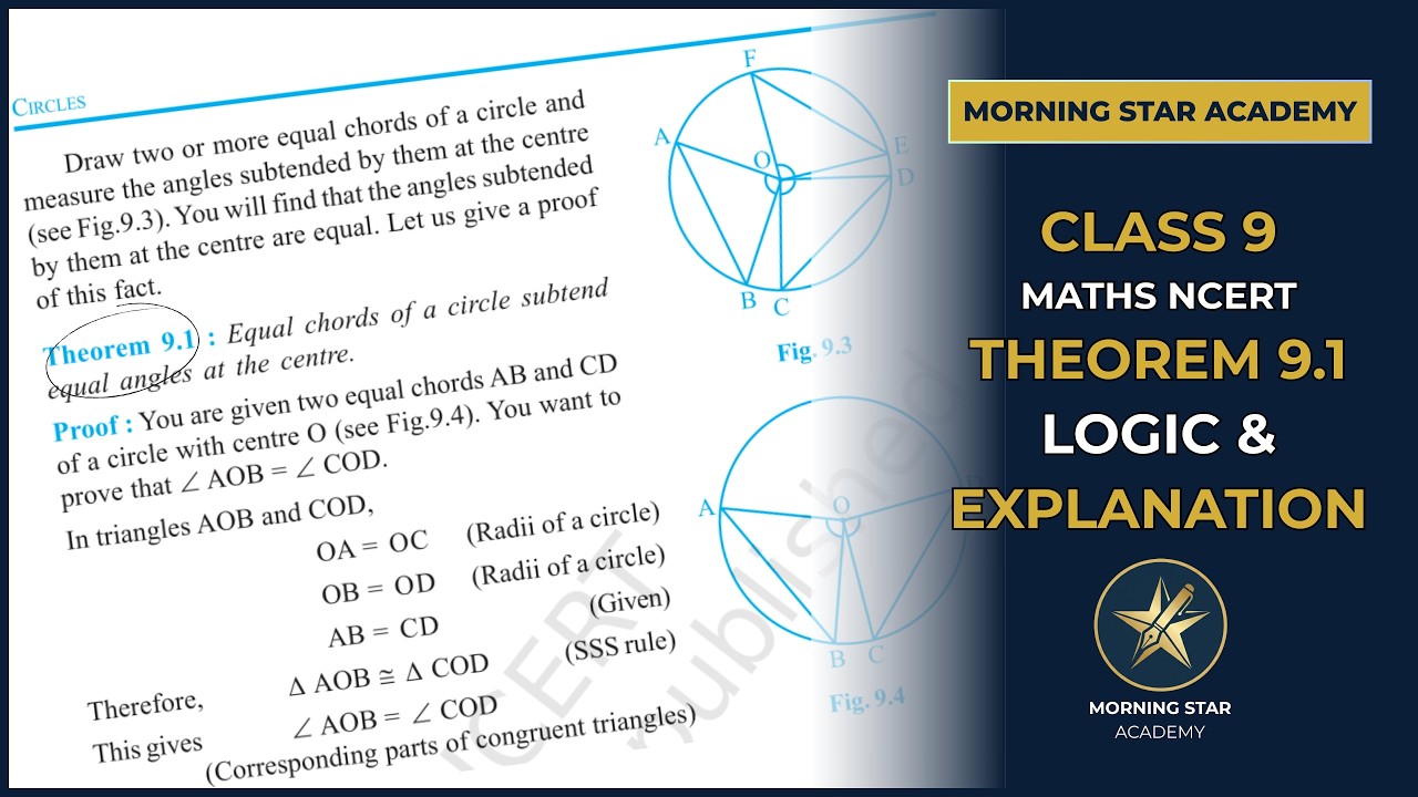 Circles Theorem 9.1 | Class 9 | Proof and Logic |  NCERT Solutions | Morning Star Academy