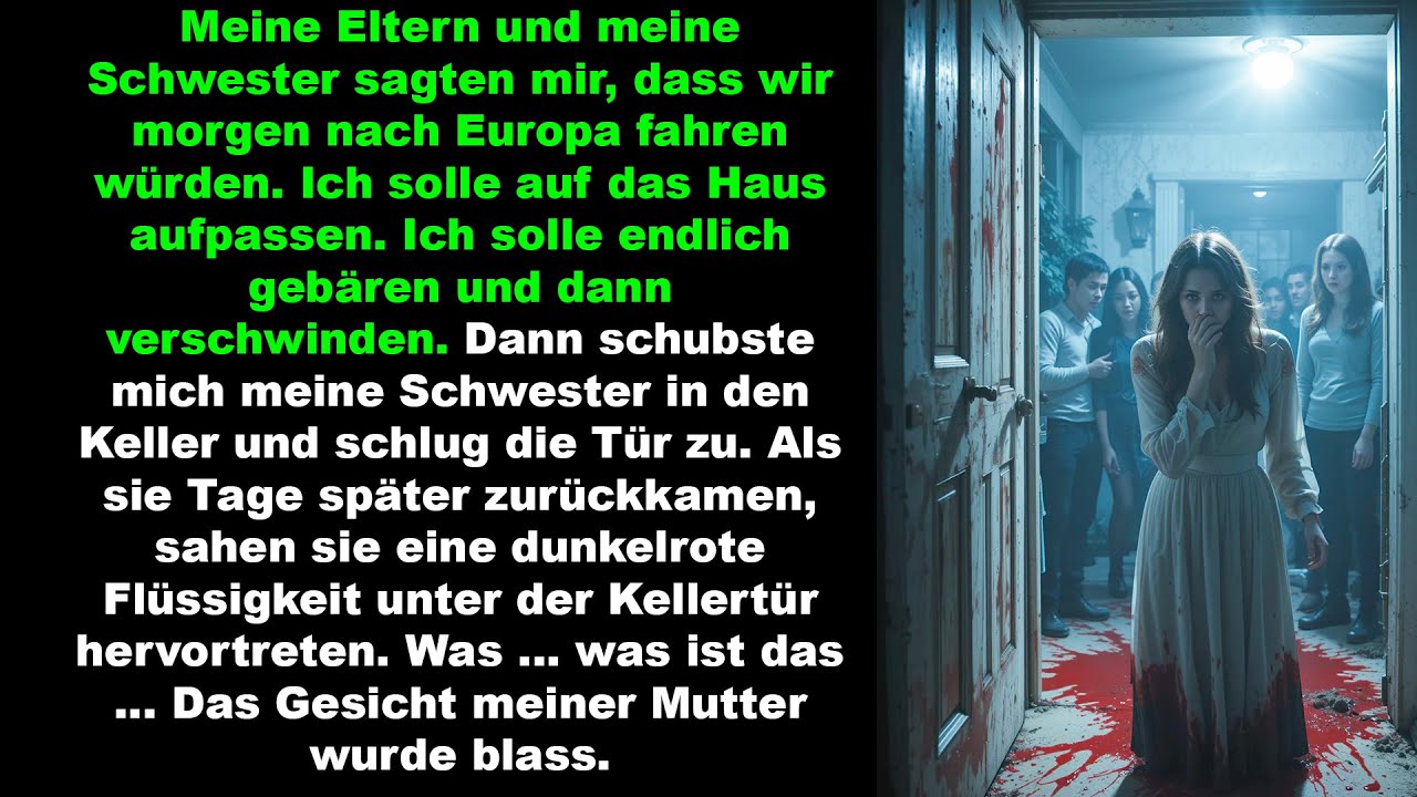 Eltern reisen ab, Schwester sperrt mich schwanger im Keller ein. Blut tritt aus Mutter erstarrt.