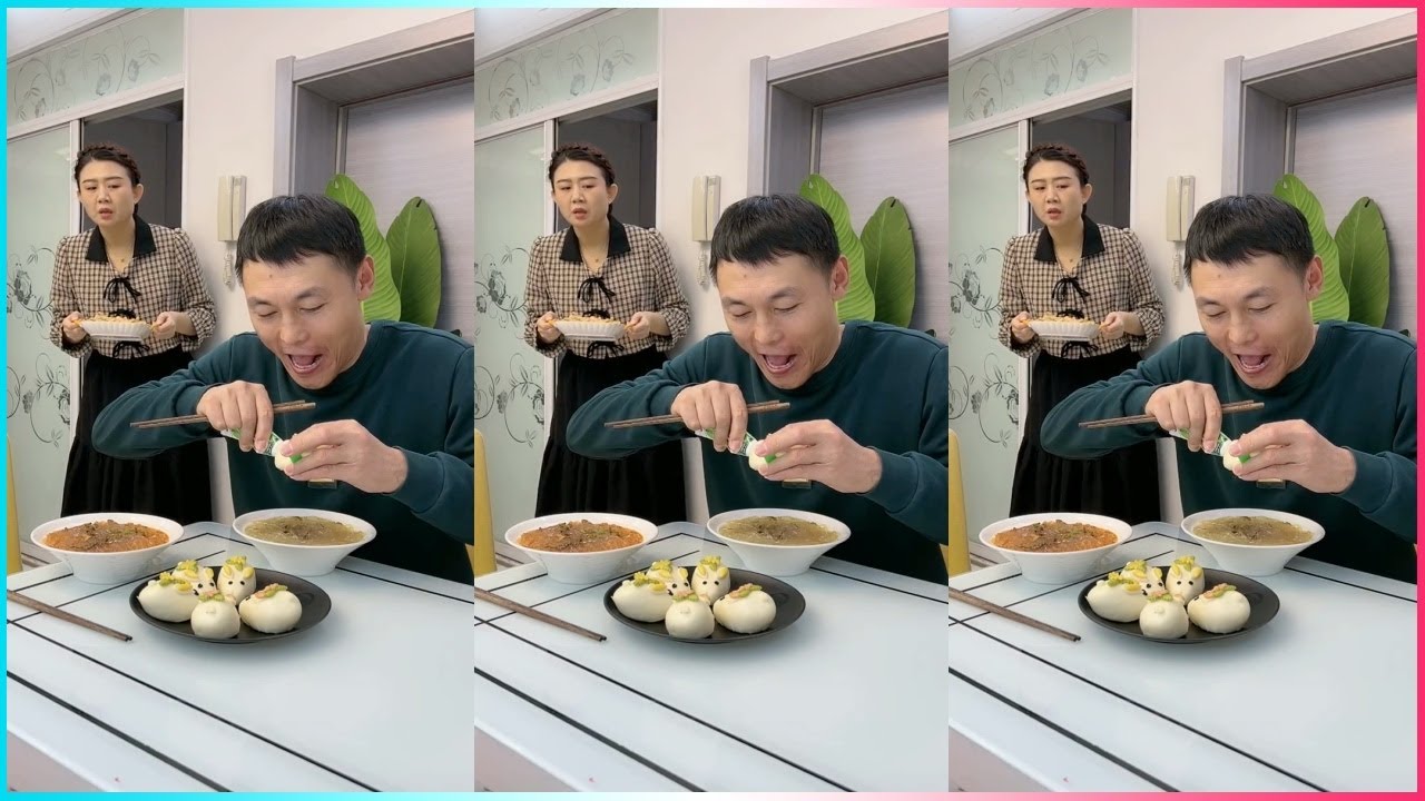 😂🍟 Кто победит в этом соревновании по поеданию еды? Хаос между мужем и женой! 🤣 #совместноесоревн...