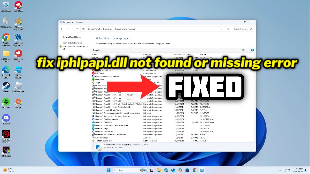 (FIXED) iphlpapi.dll not found or missing error